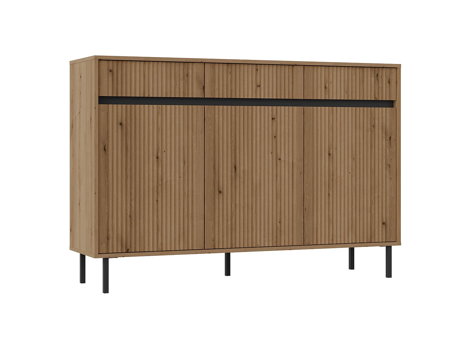 Sideboard 3-türig mit 3 Schubladen - Eichenholzoptik Evoke - 149 cm - OSAKA