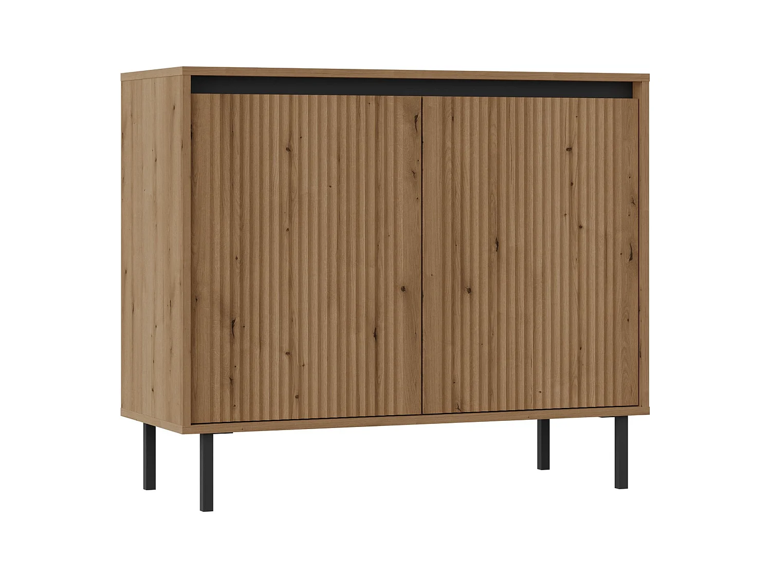 Buffet 2 portes avec pieds noirs – 100 cm – chêne evoke - OSAKA