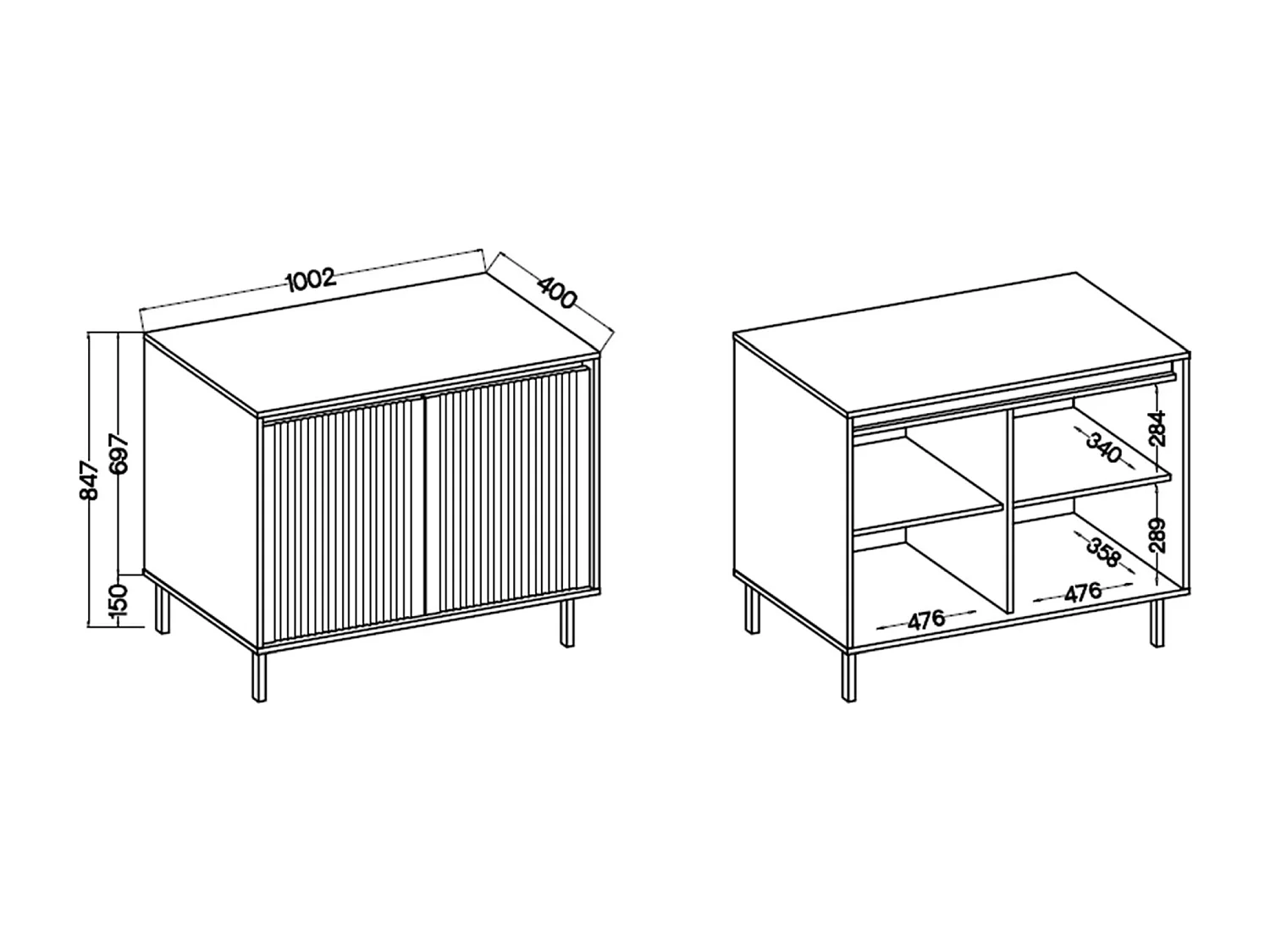 Sideboard 2-türig - Eichenholzoptik Evoke - 100 cm - OSAKA