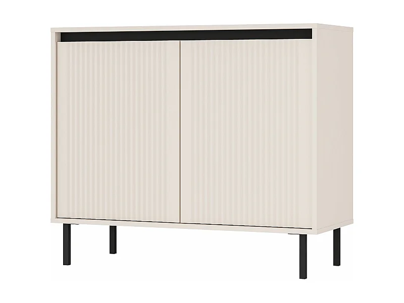 Buffet 2 portes avec pieds noirs – 100 cm – beige - OSAKA