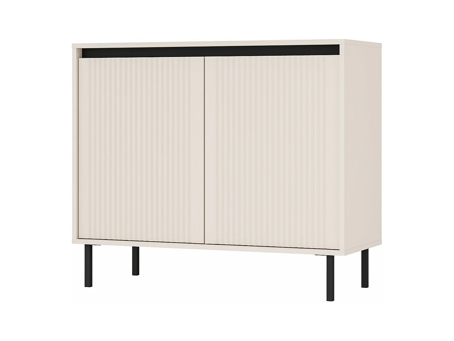 Buffet 2 portes avec pieds noirs – 100 cm – beige - OSAKA