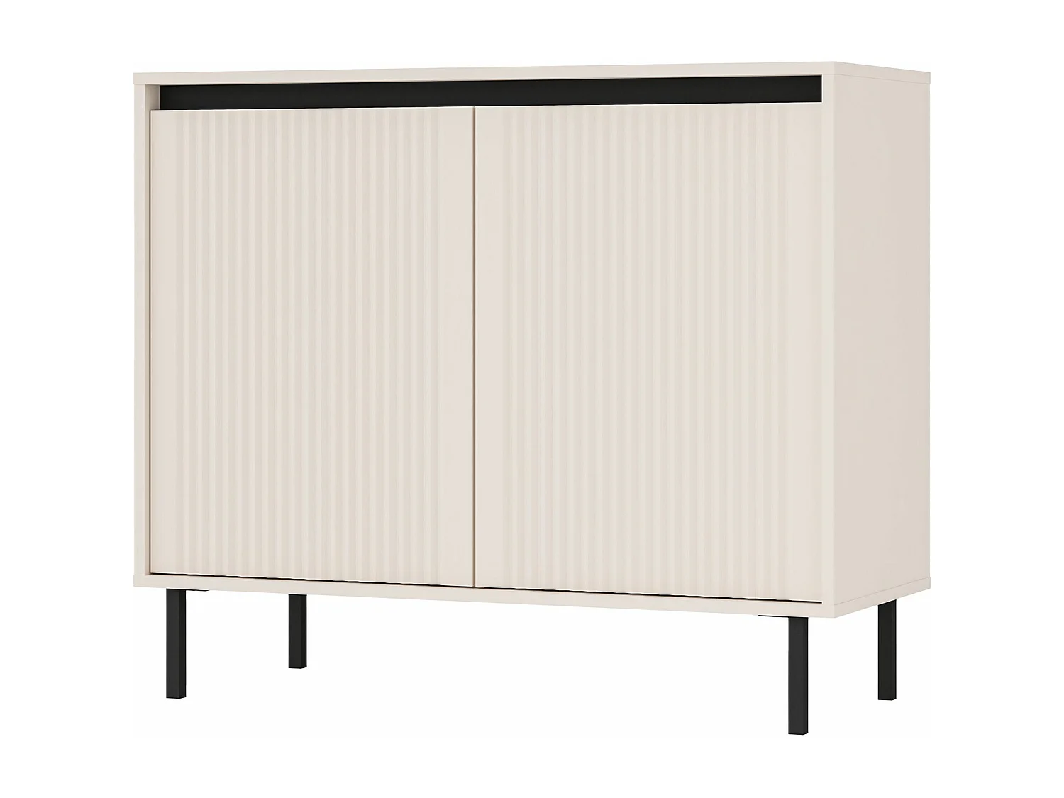 Buffet 2 portes avec pieds noirs – 100 cm – beige - OSAKA