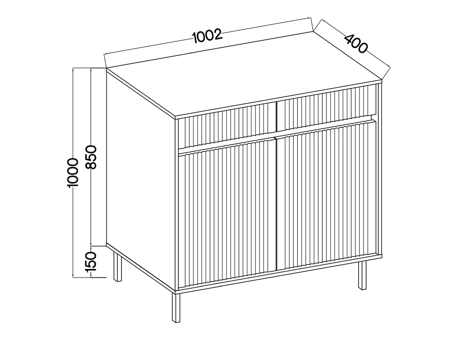 Buffet 2 portes avec 2 tiroirs – 100 cm –chêne evoke - OSAKA