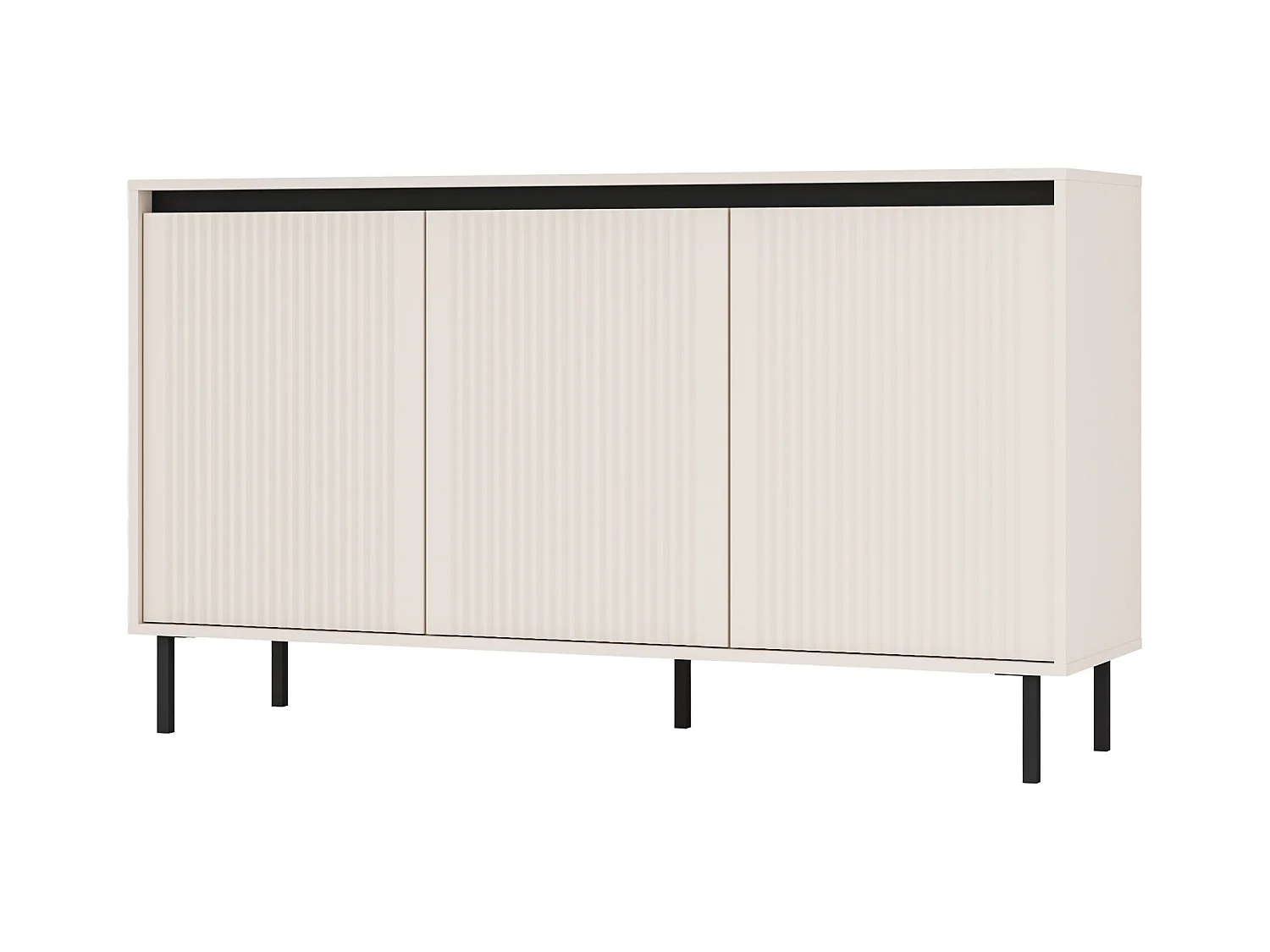3-deurs dressoir met zwarte poten – 149 cm – beige - OSAKA