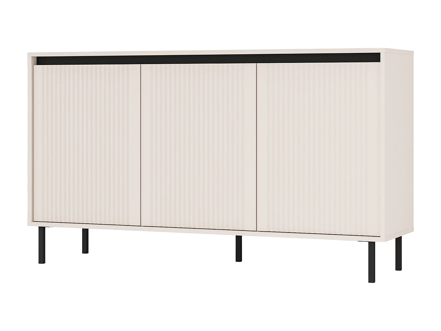 Buffet 3 portes avec pieds noirs – 149 cm – beige - OSAKA