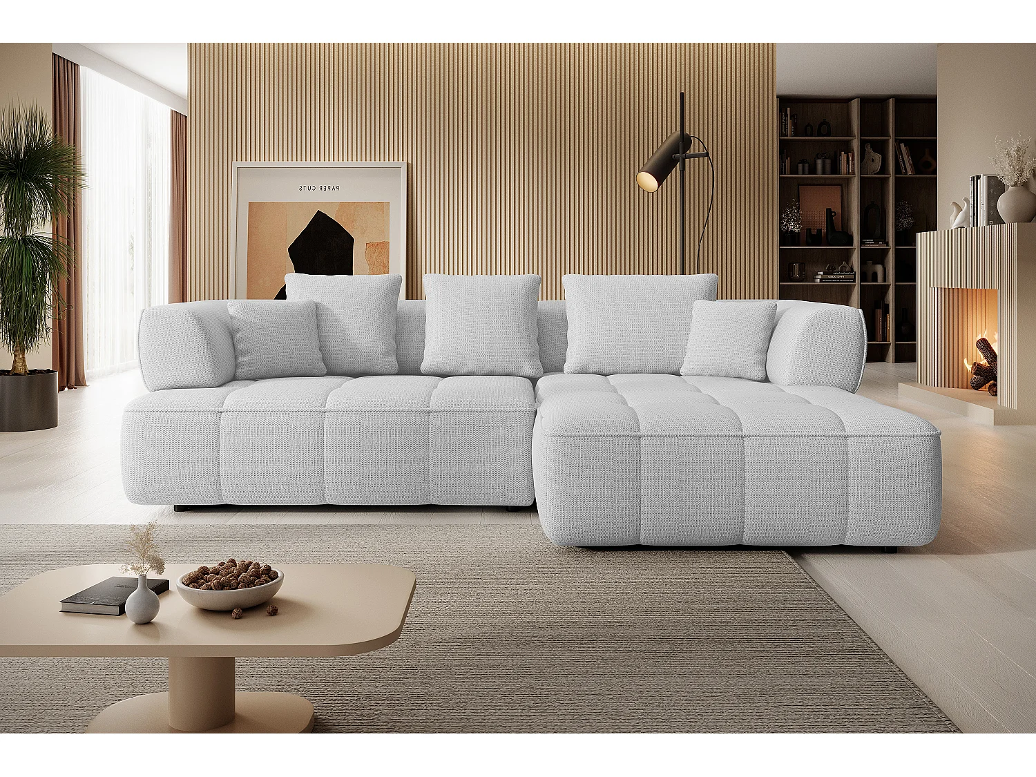 AULA, Avangarde Hoekbank 182x285cm Elektrische diepteverstelling | Links | Wit