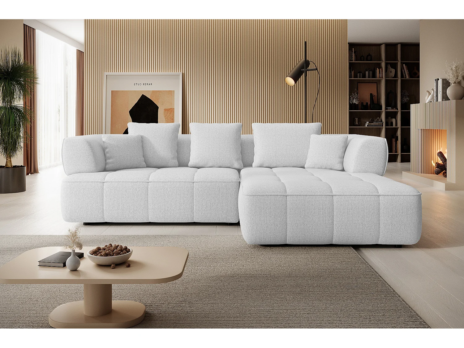 AULA, Avangarde Hoekbank 182x285cm Elektrische diepteverstelling | Links | Wit