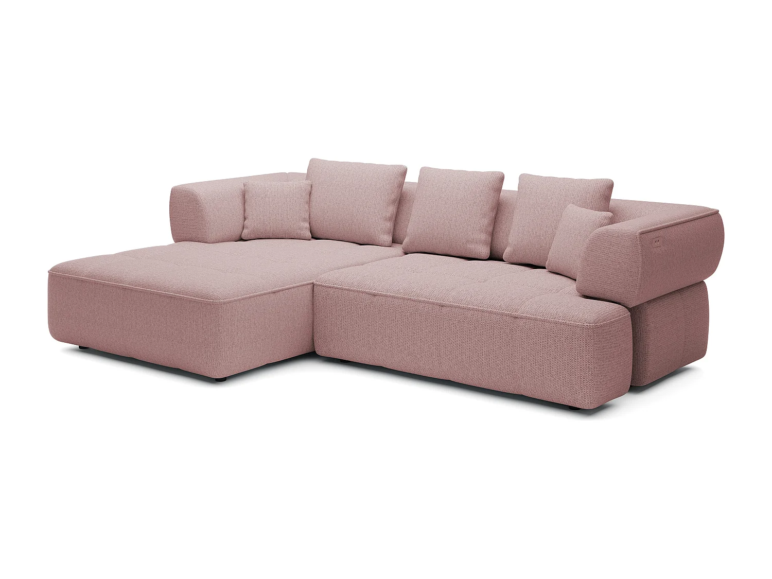 AULA, Avangarde Canapé d'angle 182x285cm Réglage électrique de la profondeur | Droite | Rose poudré