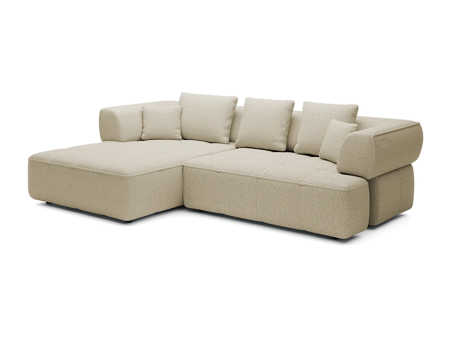 AULA, Avangarde Sofa narożna 182x285cm Elektryczna regulacja głębokości | Prawa | Jasnobeżowa