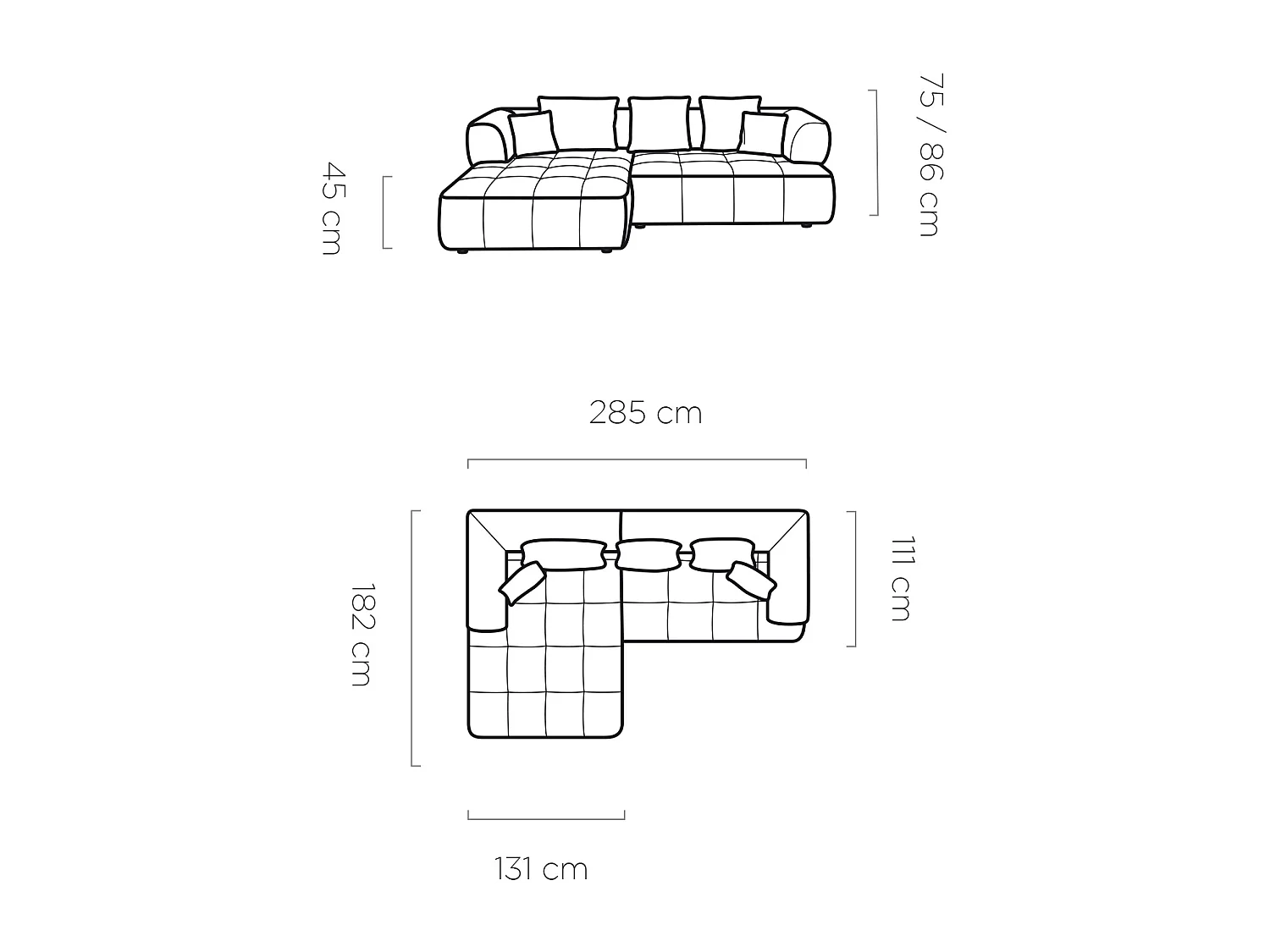 AULA, Avangarde Sofa narożna 182x285cm Elektryczna regulacja głębokości | Prawa | Jasnobeżowa