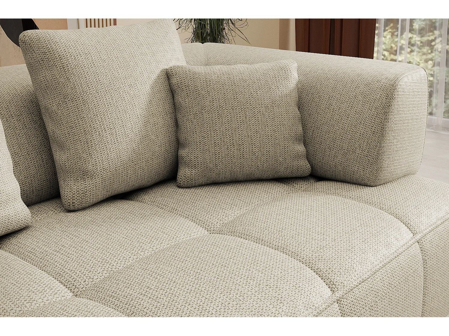 AULA, Avangarde Sofa narożna 182x285cm Elektryczna regulacja głębokości | Prawa | Jasnobeżowa