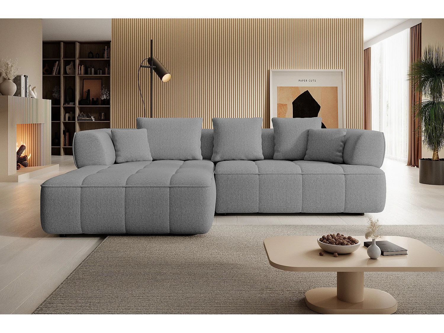 AULA, Avangarde Canapé d'angle 182x285cm Réglage électrique de la profondeur | Gauche | Gris
