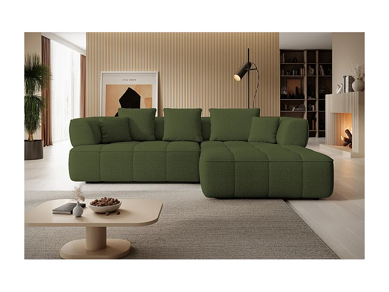 AULA, Avangarde Ecksofa 182x285cm Elektrische Tiefenverstellung | Links | Grün