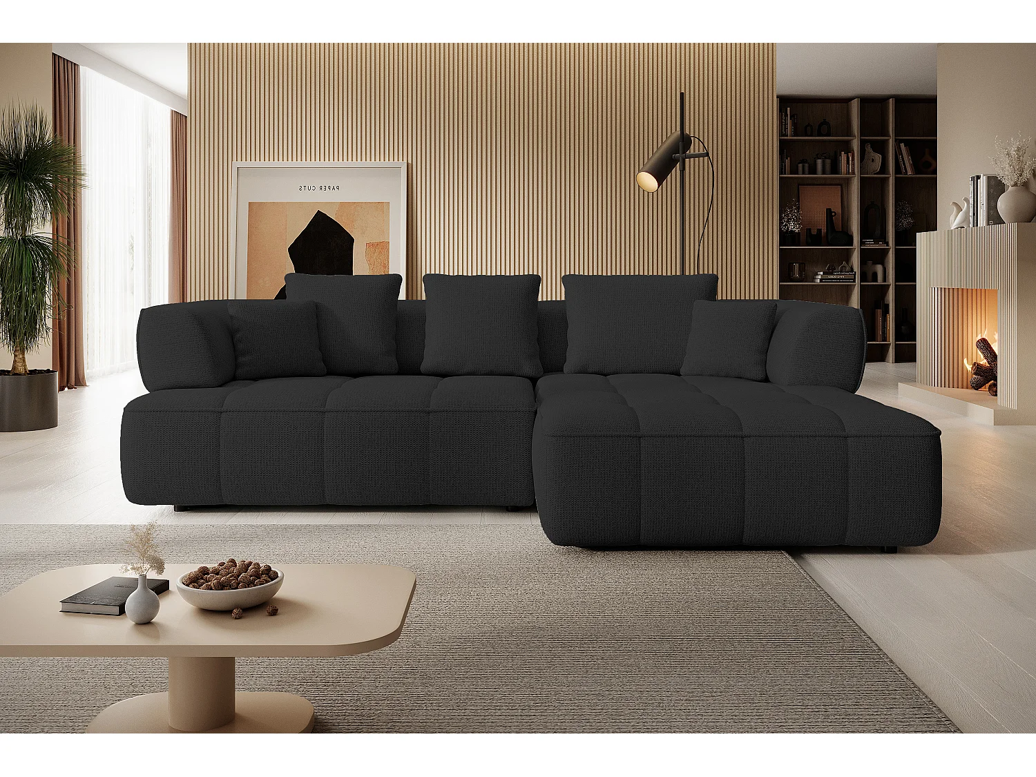 AULA, Avangarde Hoekbank 182x285cm Elektrische diepteverstelling | Links | Zwart