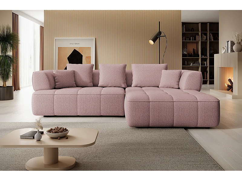 AULA, Avangarde Canapé d'angle 182x285cm Réglage électrique de la profondeur | Gauche | Rose poudré