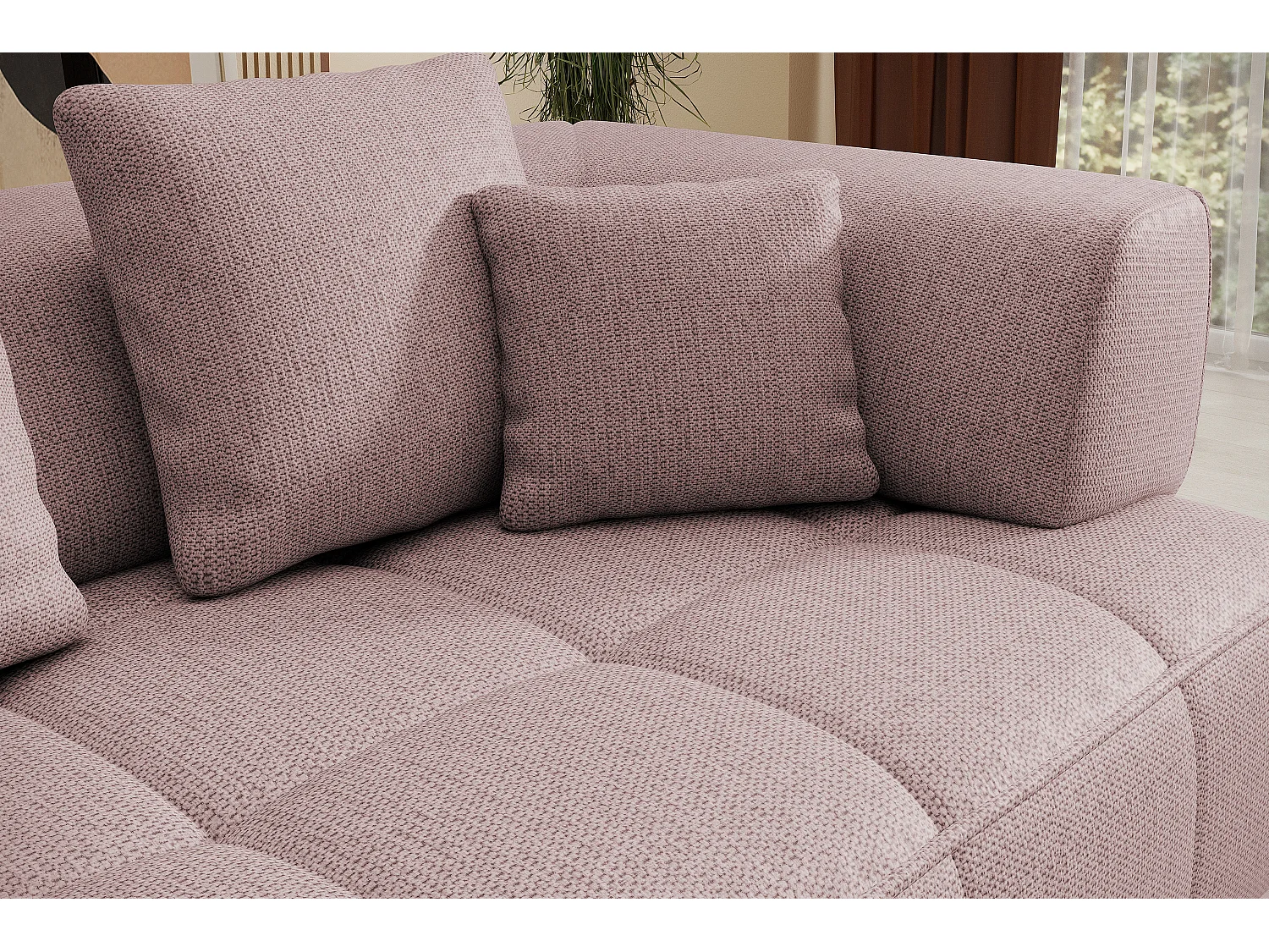 AULA, Avangarde Ecksofa 182x285cm Elektrische Tiefenverstellung | Links | Puderrosa