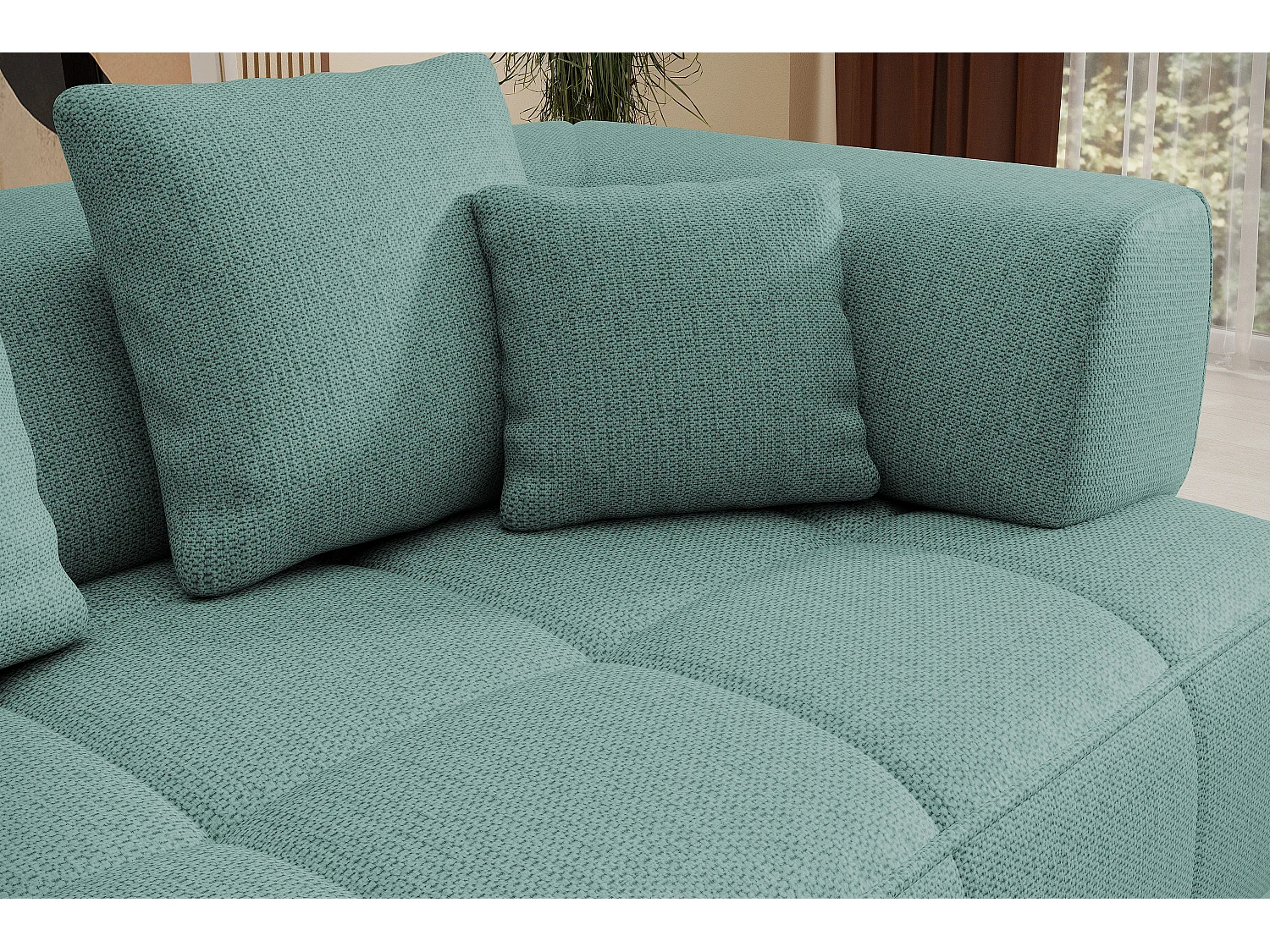 AULA, Avangarde Ecksofa 182x285cm Elektrische Tiefenverstellung | Rechts | Türkis