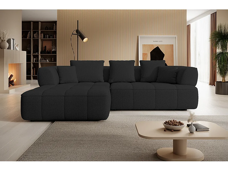 AULA, Avangarde Ecksofa 182x285cm Elektrische Tiefenverstellung | Rechts | Schwarz