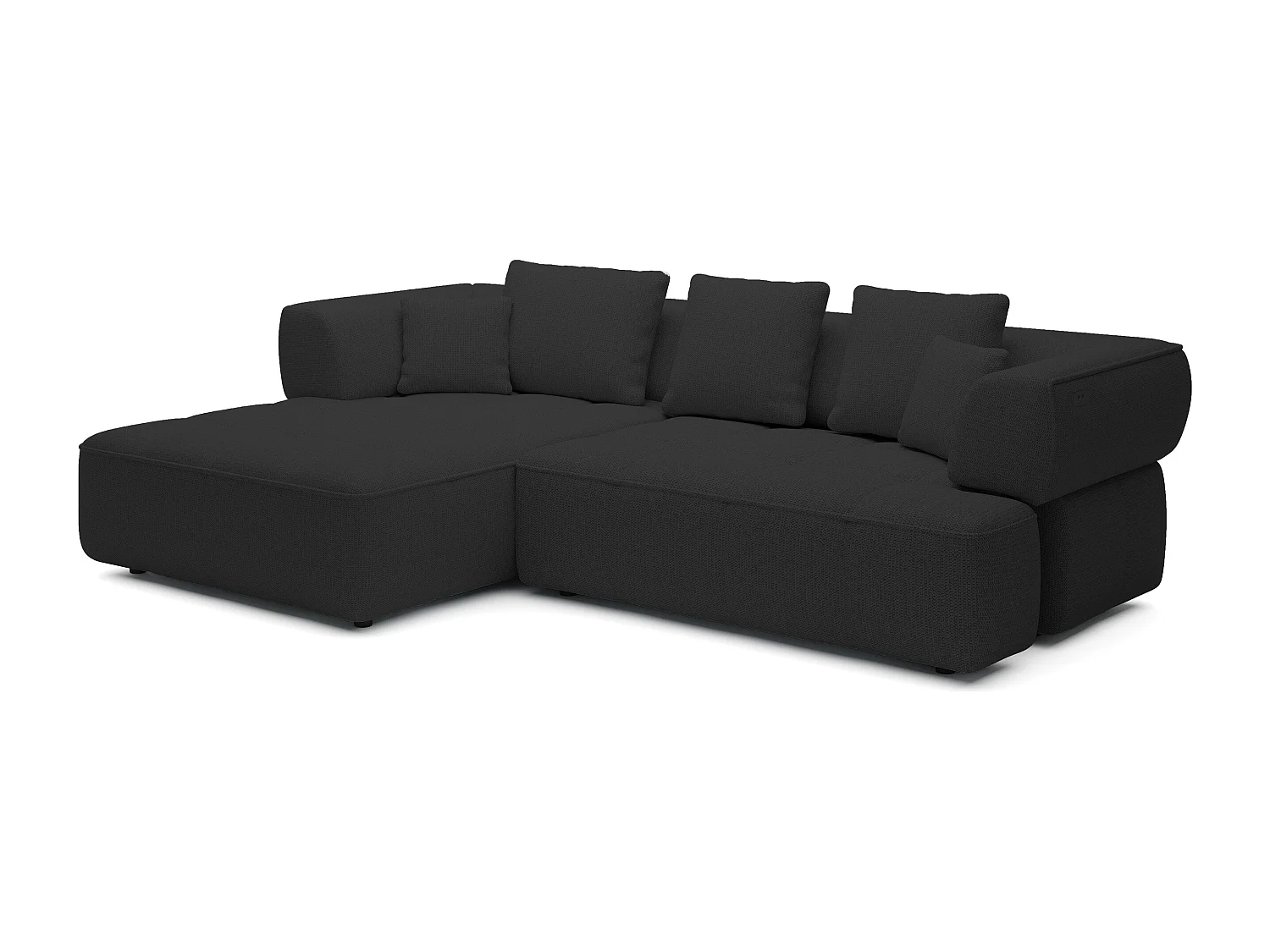 AULA, Avangarde Ecksofa 182x285cm Elektrische Tiefenverstellung | Rechts | Schwarz