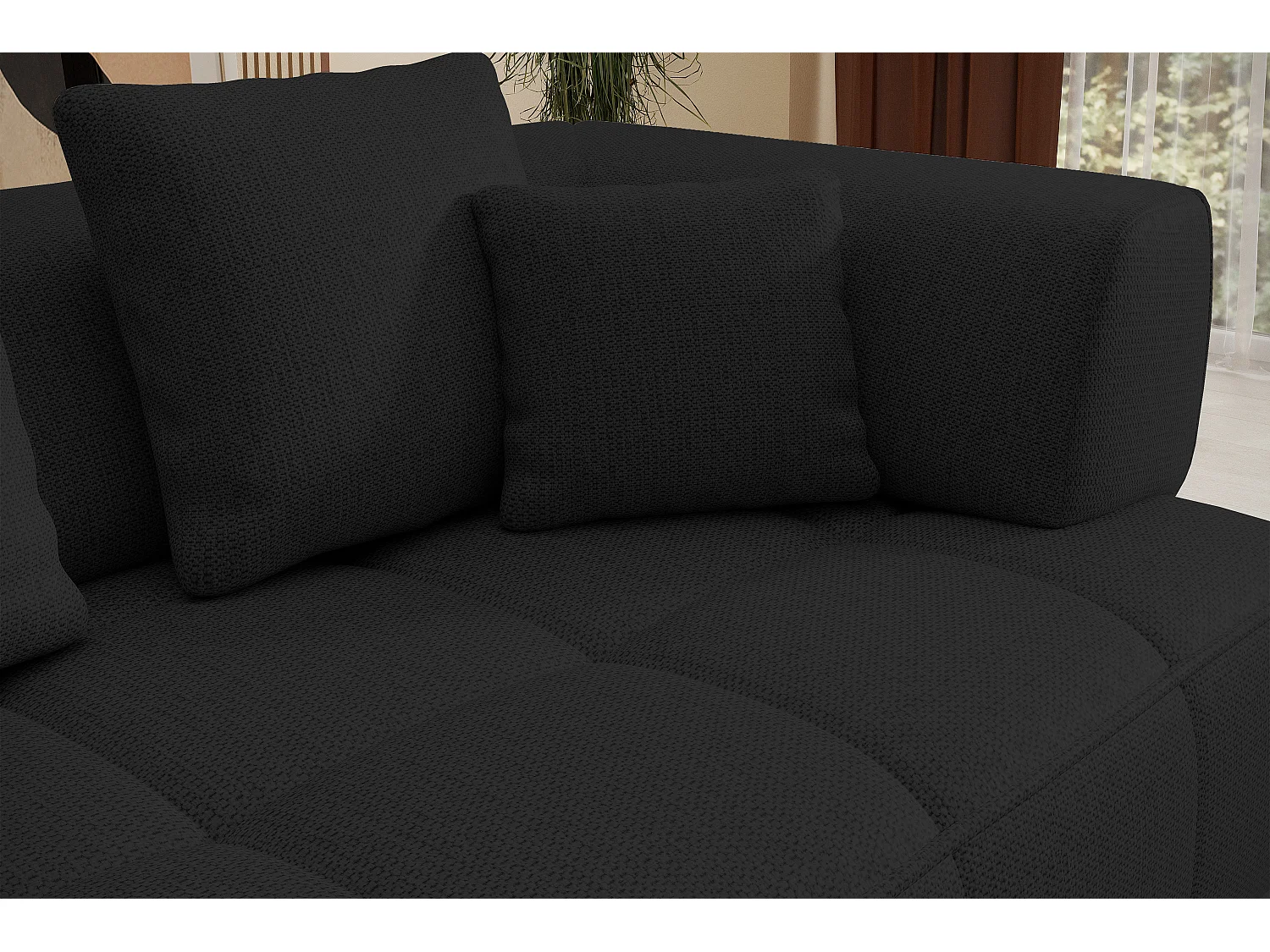 AULA, Avangarde Ecksofa 182x285cm Elektrische Tiefenverstellung | Rechts | Schwarz