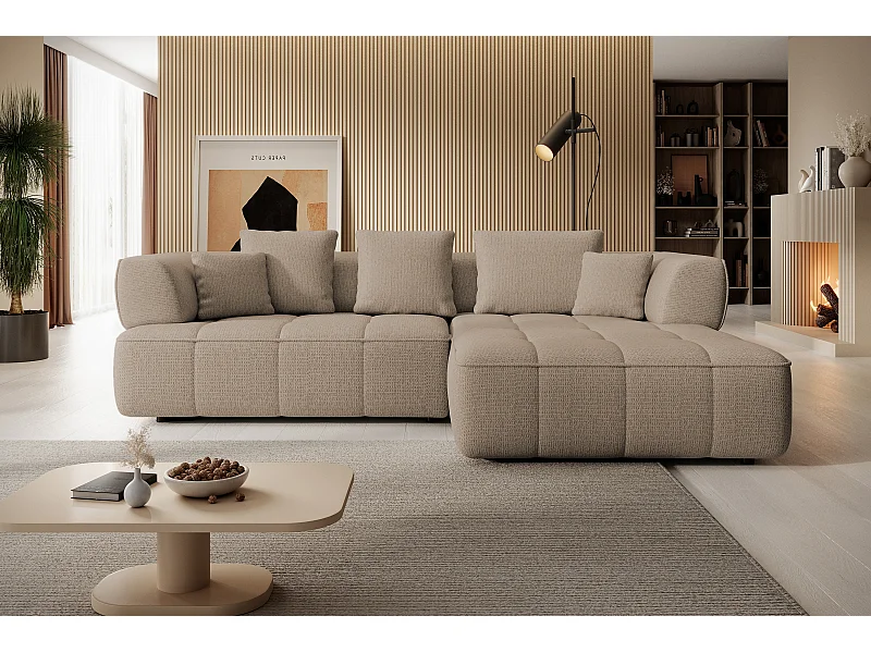 AULA, Avangarde Canapé d'angle 182x285cm Réglage électrique de la profondeur | Gauche | Beige