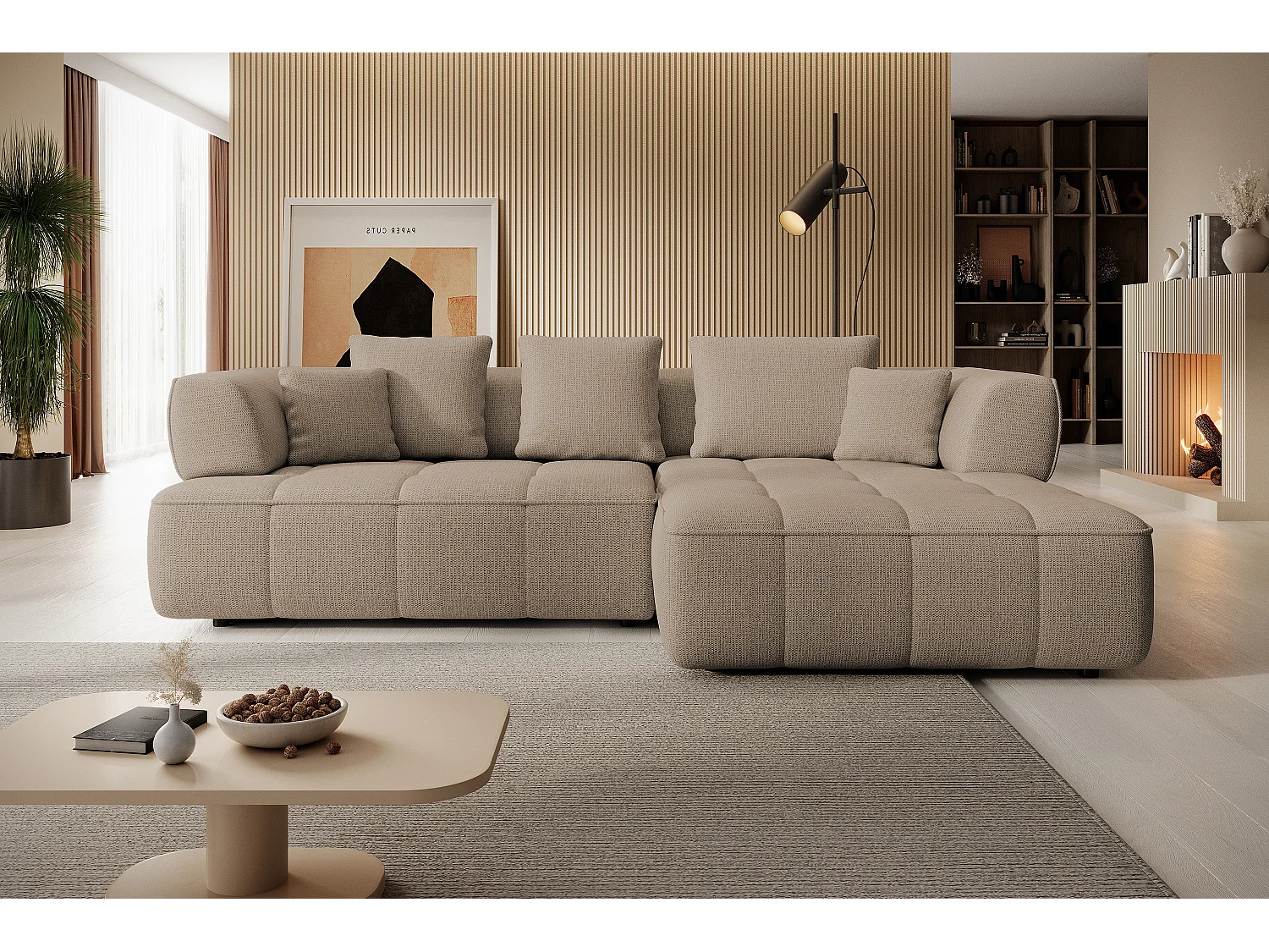 AULA, Avangarde Narożnik 182x285cm Elektryczna regulacja głębokości | Lewy | Beżowy