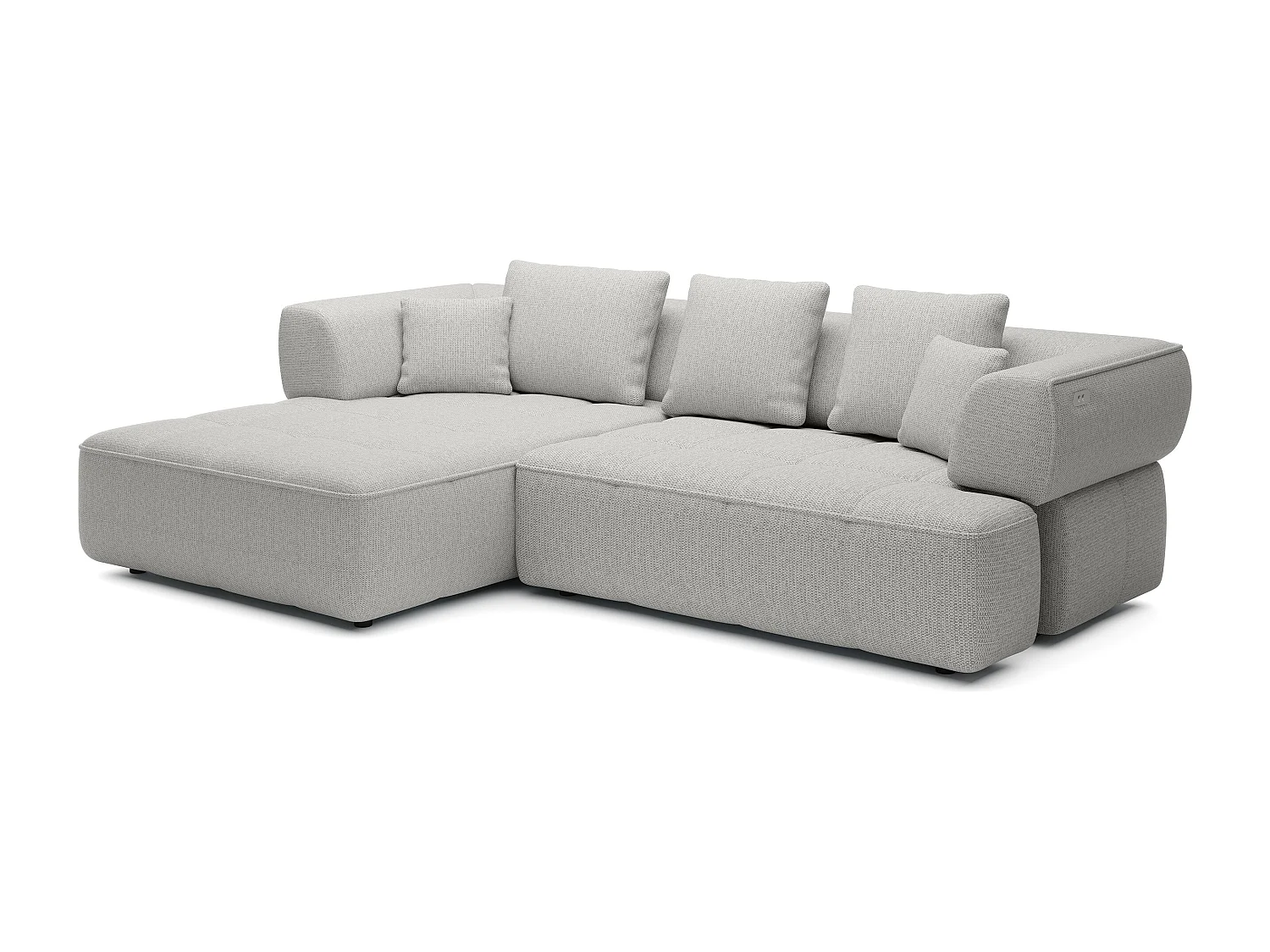 AULA, Avangarde Ecksofa 182x285cm Elektrische Tiefenverstellung | Links | Hellgrau