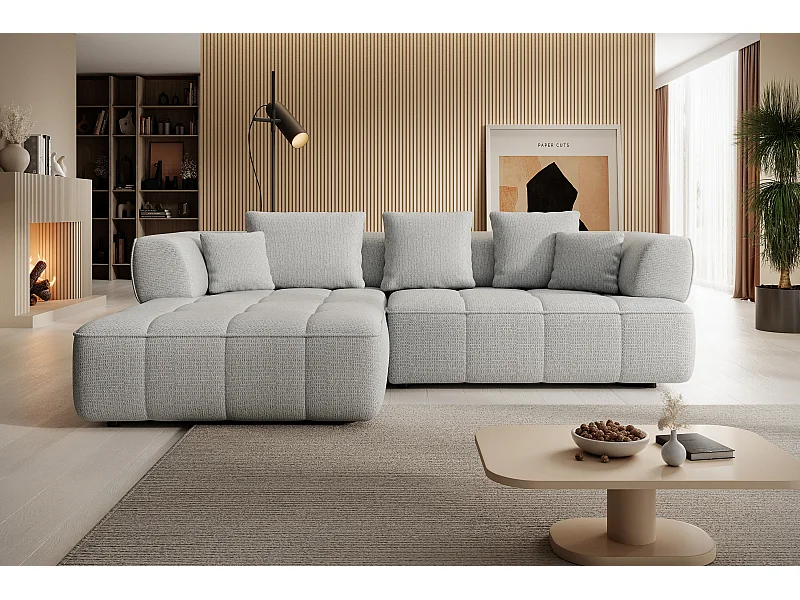 AULA, Avangarde Canapé d'angle 182x285cm Réglage électrique de la profondeur | Gauche | Gris clair