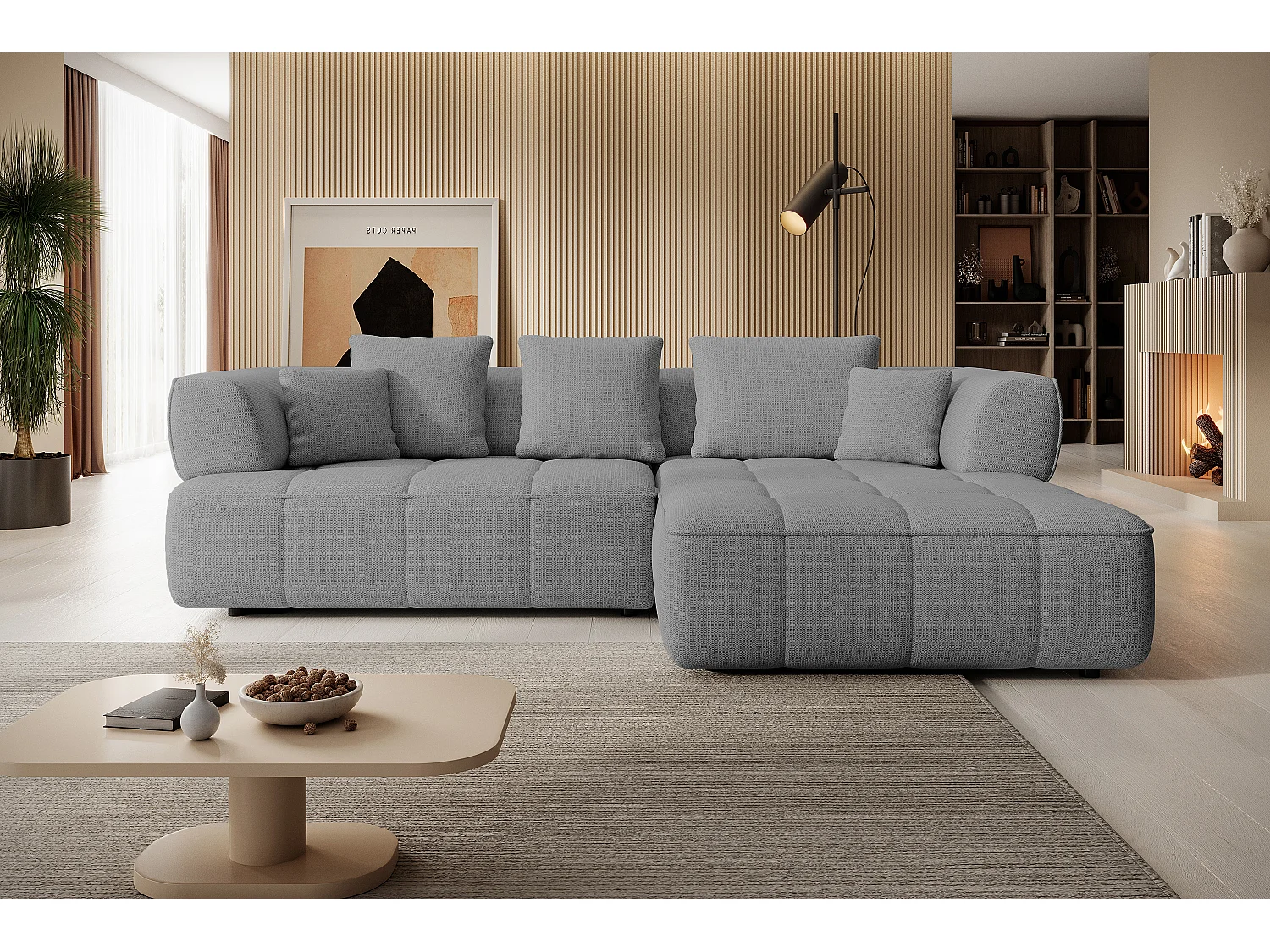 AULA, Avangarde Canapé d'angle 182x285cm Réglage électrique de la profondeur | Droite | Gris