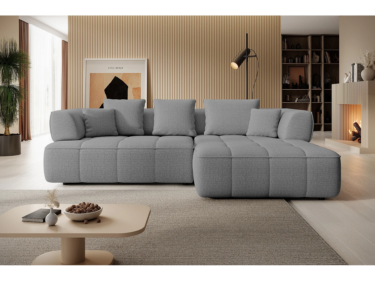 AULA, Avangarde Canapé d'angle 182x285cm Réglage électrique de la profondeur | Droite | Gris