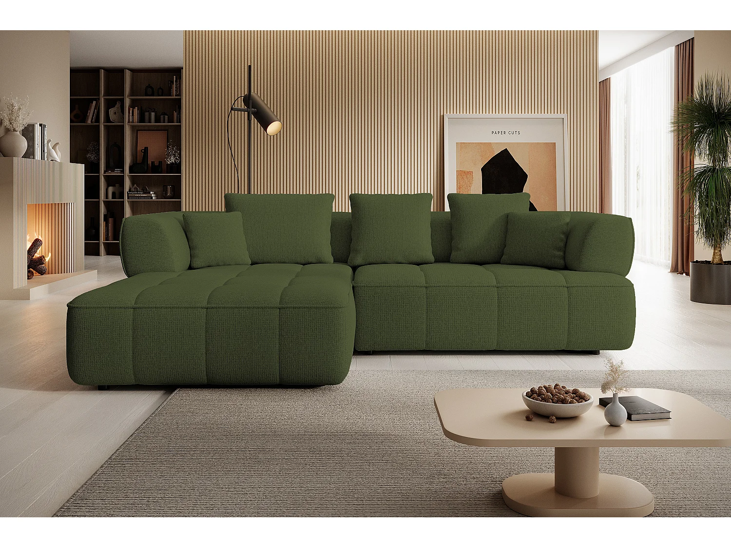 AULA, Avangarde Ecksofa 182x285cm Elektrische Tiefenverstellung | Rechts | - Grün