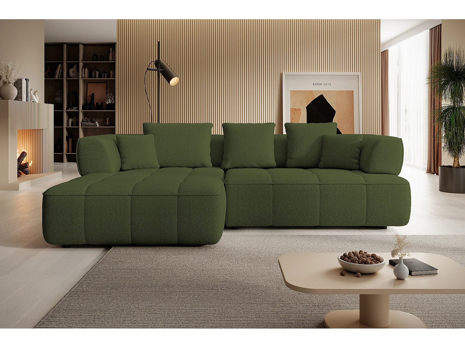 AULA, Avangarde Ecksofa 182x285cm Elektrische Tiefenverstellung | Rechts | - Grün