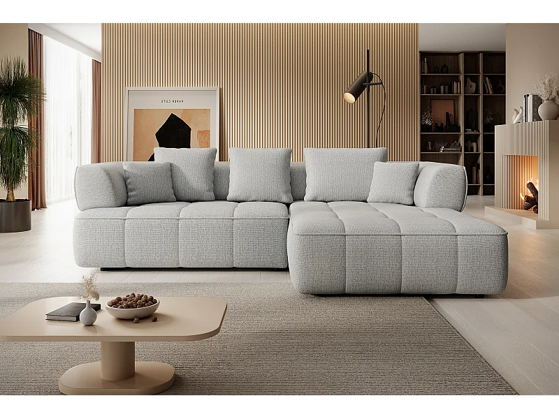 AULA, Avangarde Canapé d'angle 182x285cm Réglage électrique de la profondeur | Droite | Gris clair