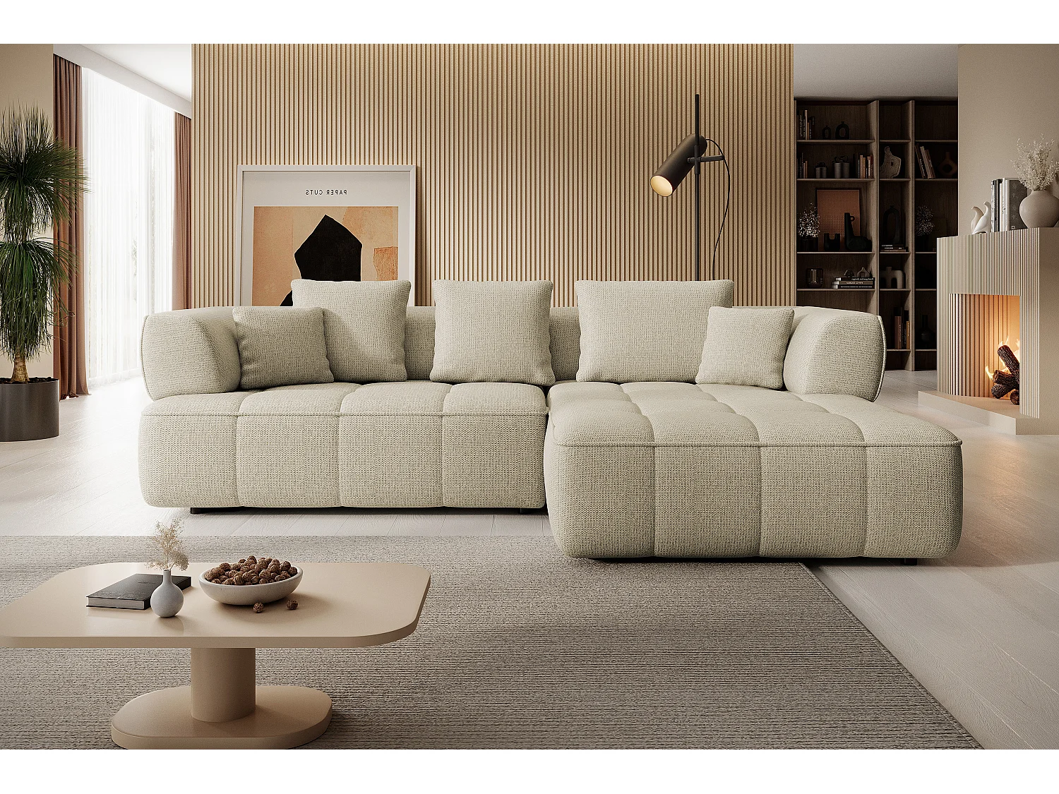 AULA, Avangarde Hoekbank 182x285cm Elektrische diepteverstelling | Links | Licht beige