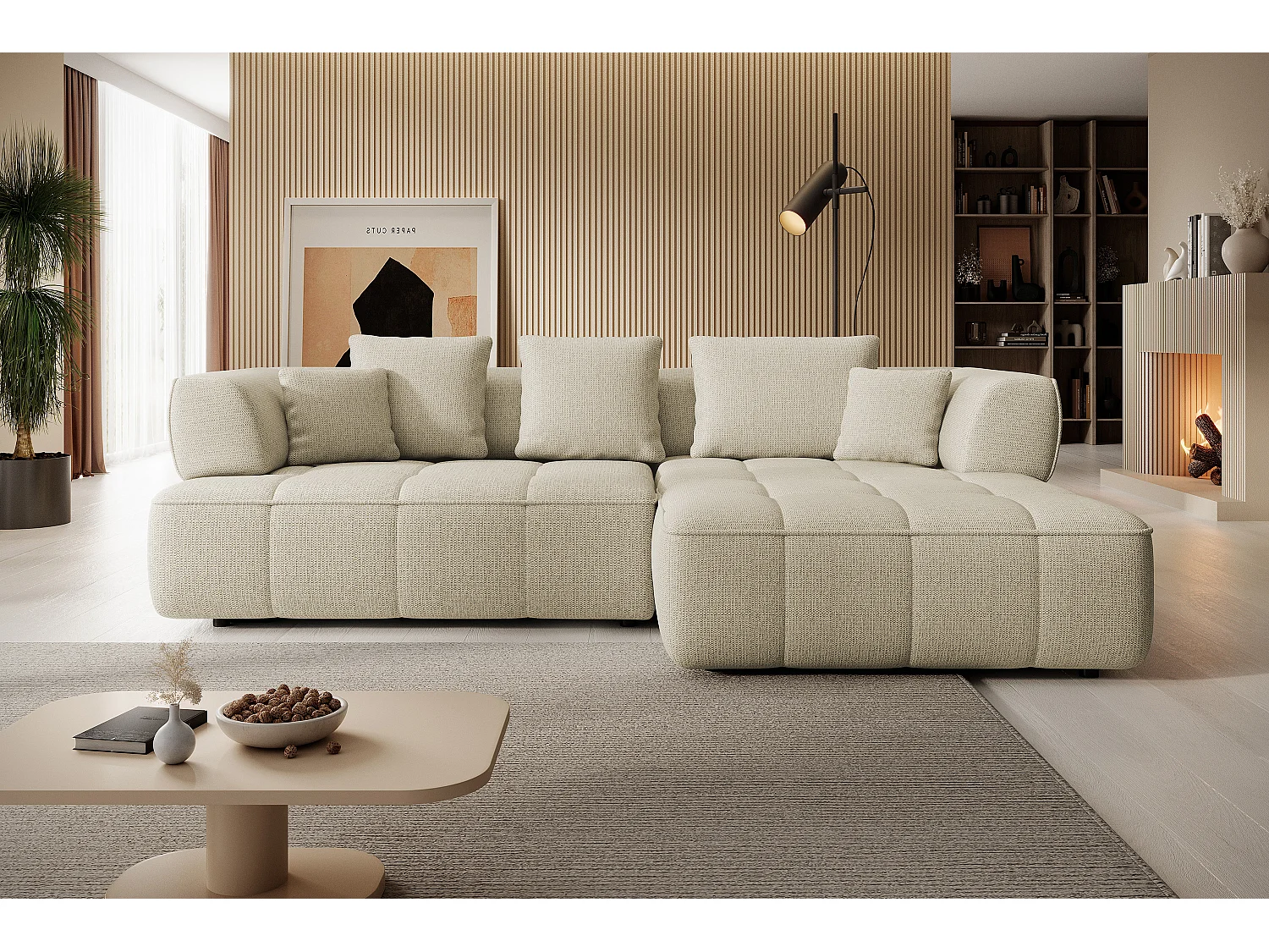 AULA, Avangarde Hoekbank 182x285cm Elektrische diepteverstelling | Links | Licht beige