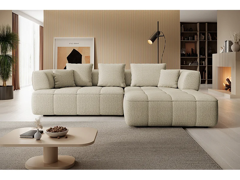 AULA, Avangarde Canapé d'angle 182x285cm Réglage électrique de la profondeur | Gauche | Beige clair