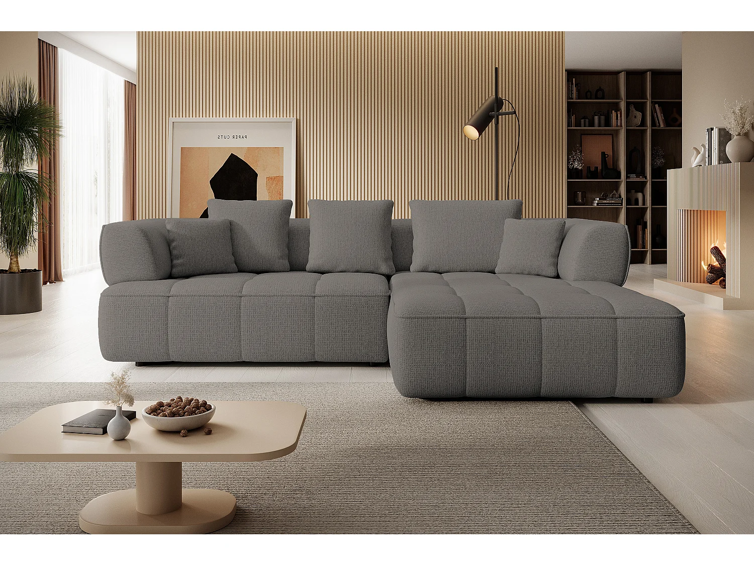 AULA, Avangarde Canapé d'angle 182x285cm Réglage électrique de la profondeur | Droite | Graphite