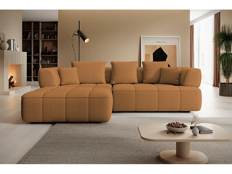 AULA, Avangarde Narożnik 182x285cm Elektryczna regulacja głębokości | Prawa | Pomarańczowa