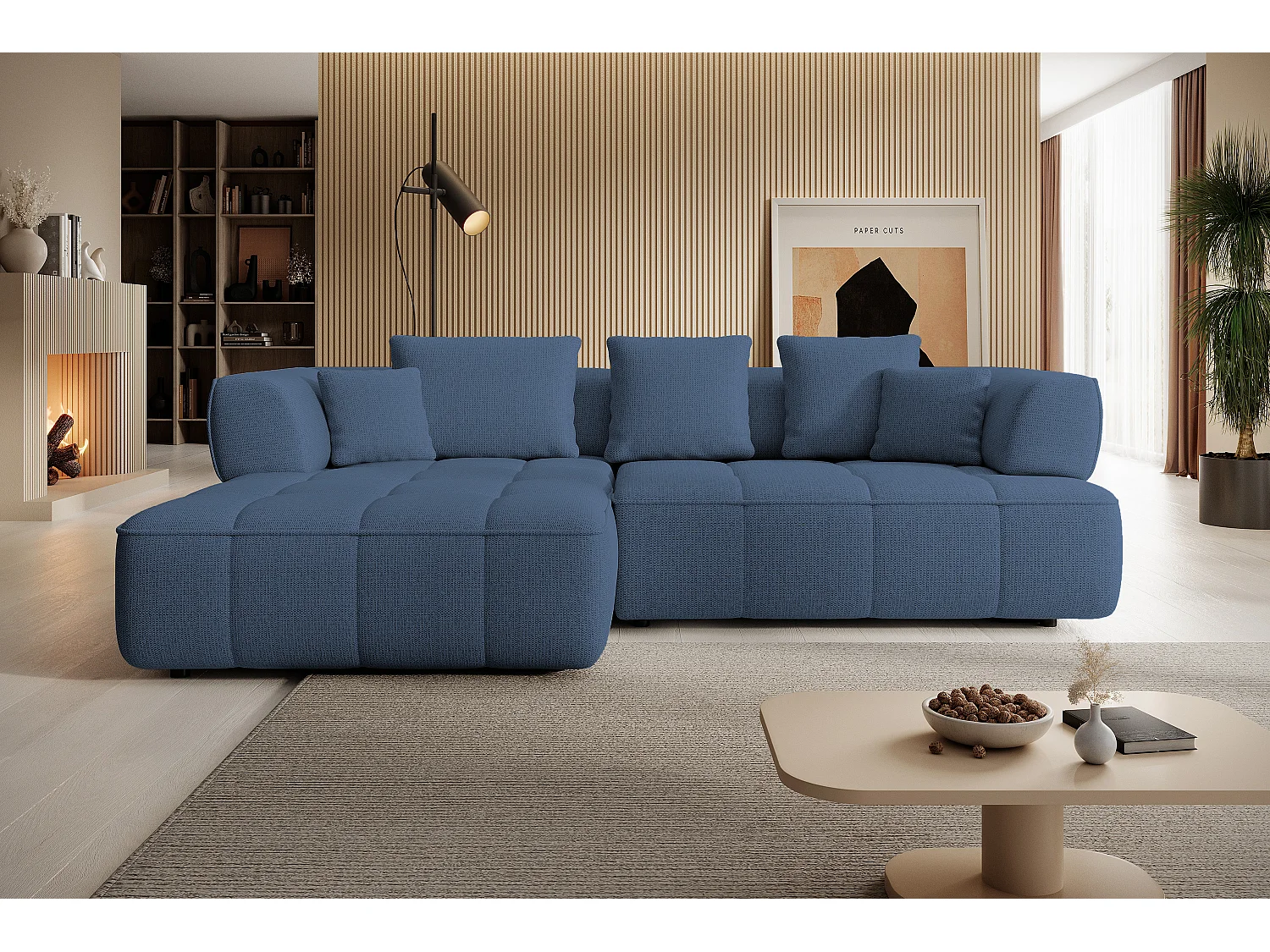 AULA, Avangarde Hoekbank 182x285cm Elektrische diepteverstelling | Rechts | Marineblauw