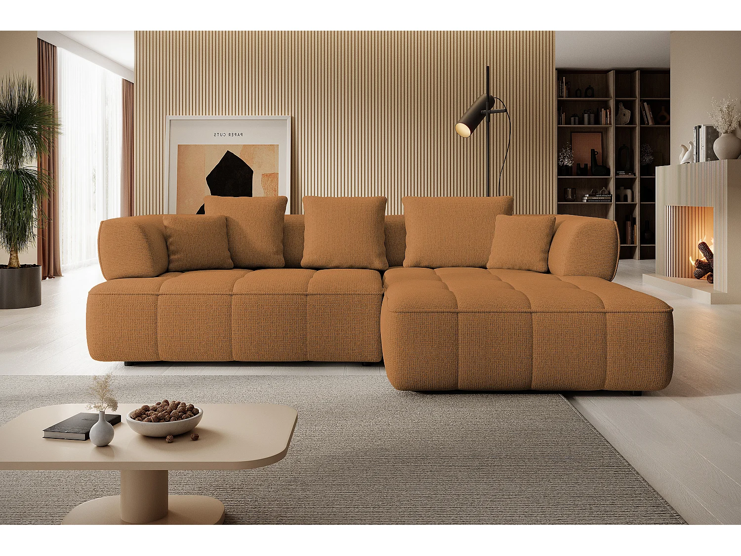 AULA, Avangarde Narożnik 182x285cm Elektryczna regulacja głębokości | Lewy | Pomarańczowy