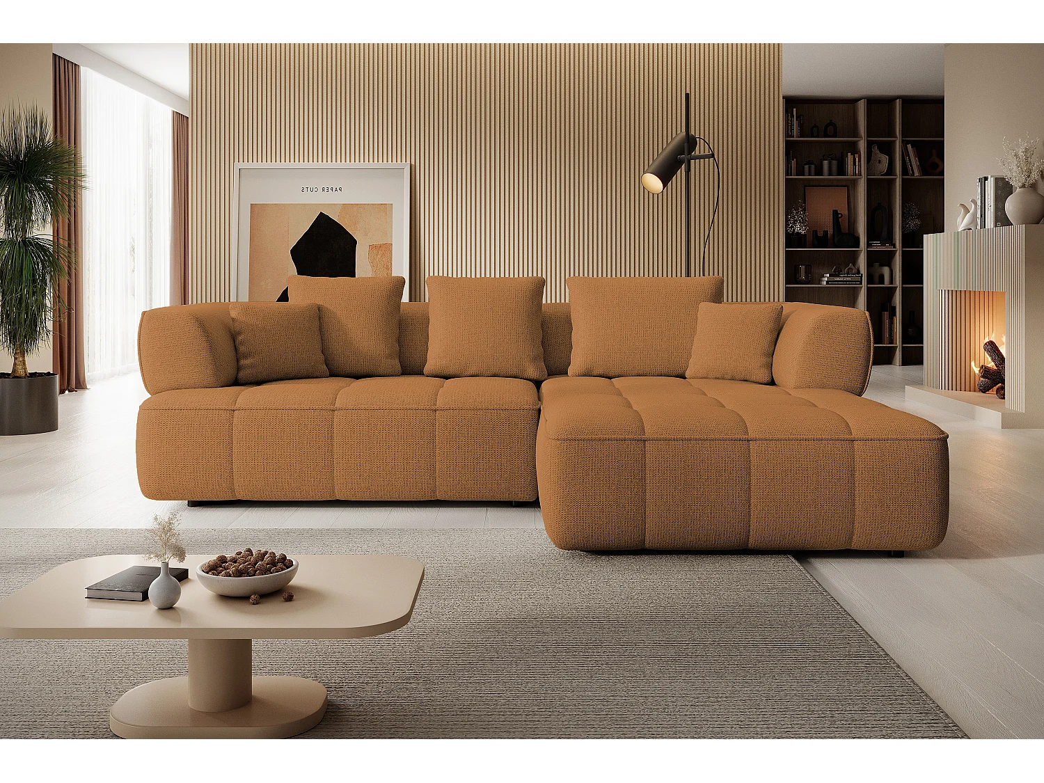 AULA, Avangarde Narożnik 182x285cm Elektryczna regulacja głębokości | Lewy | Pomarańczowy