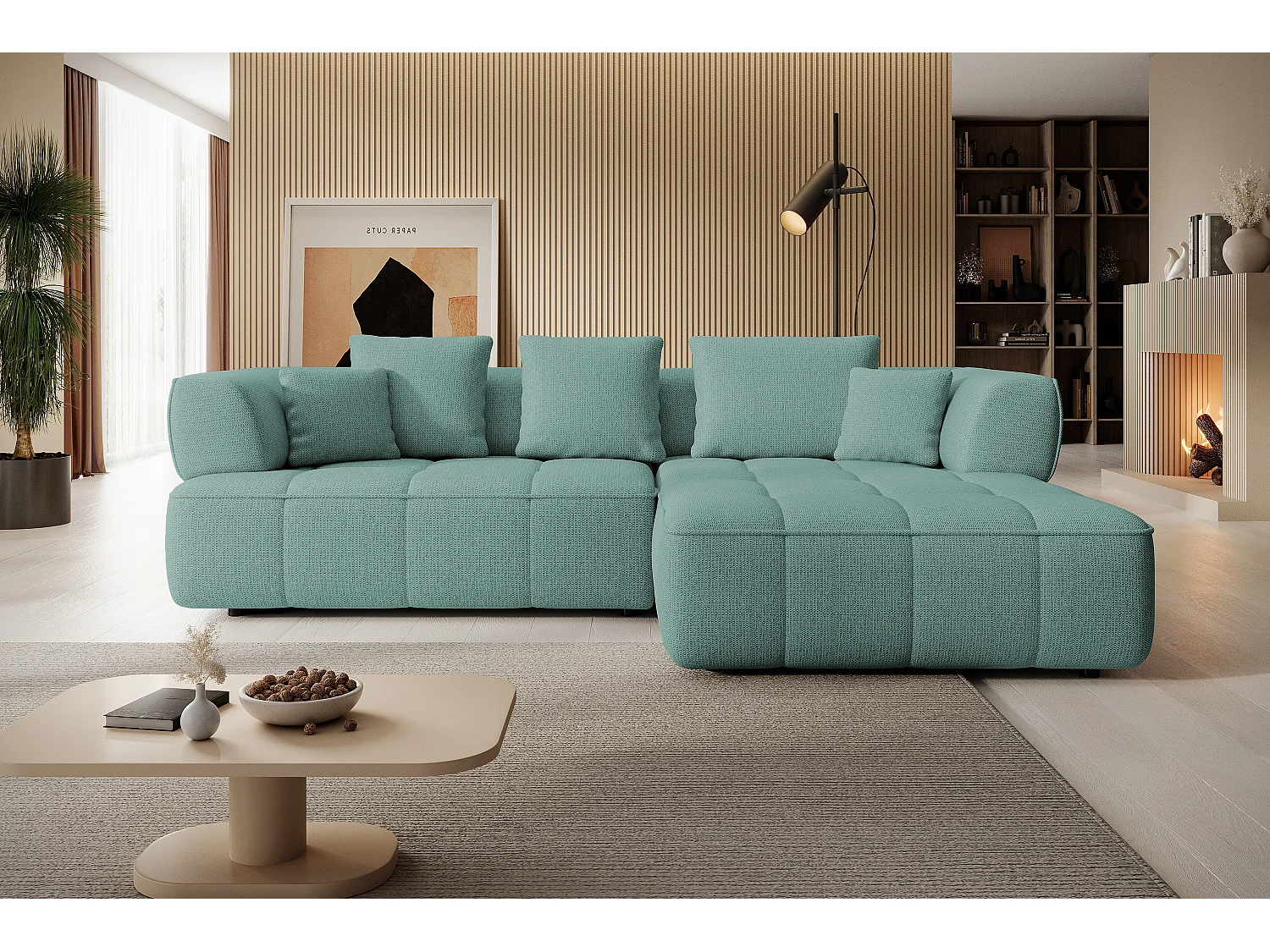 AULA, Avangarde Narożnik 182x285cm Elektryczna regulacja głębokości | Lewy | Turkusowy