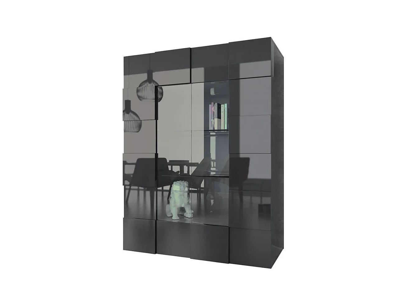 Vitrine LONDON glänzend dunkelgrau