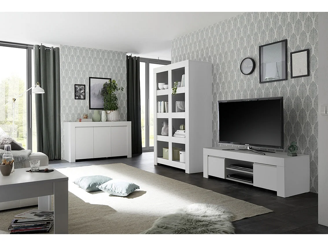 Banc TV CAPRI blanc en mélamine