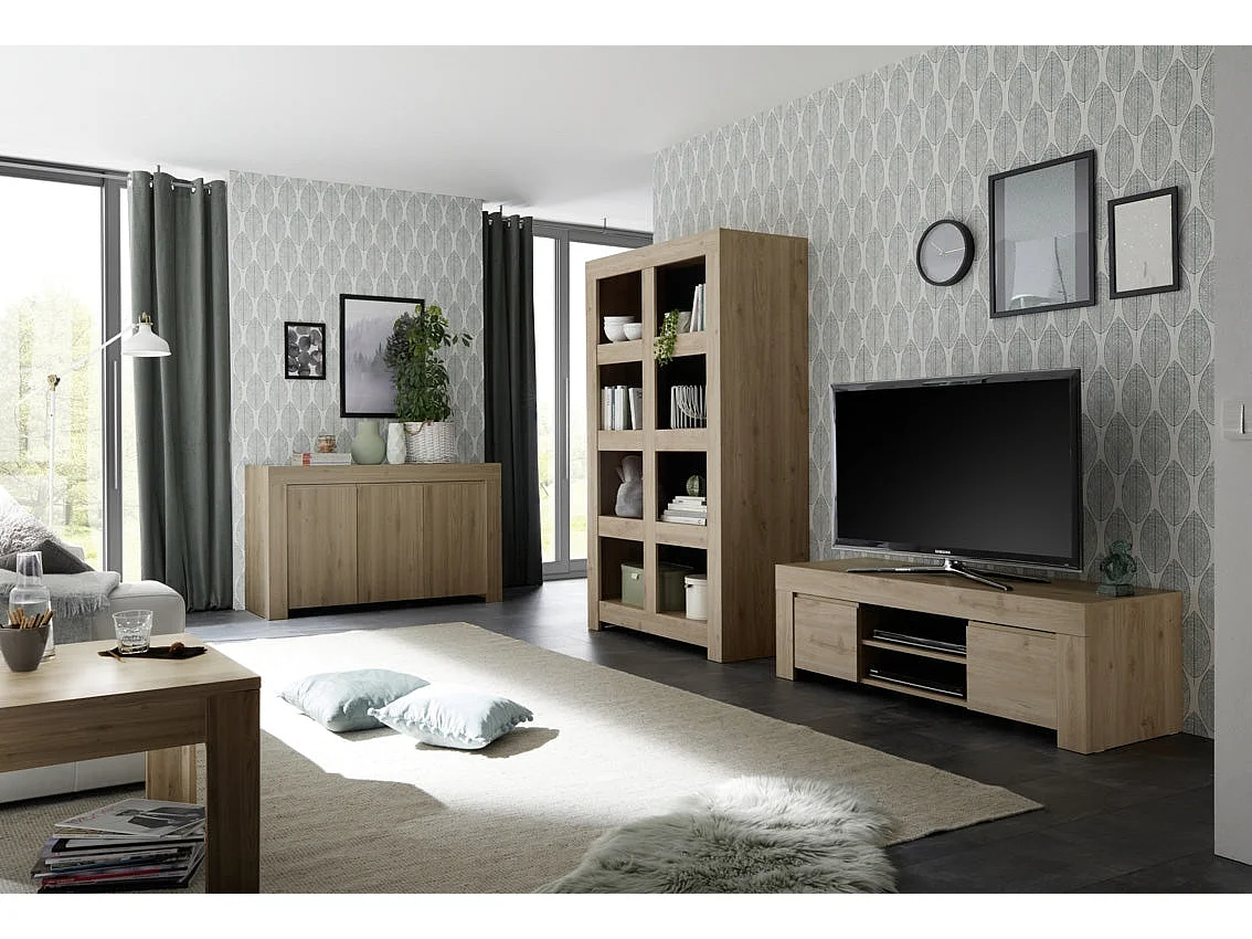 Banc TV CAPRI chêne foncé