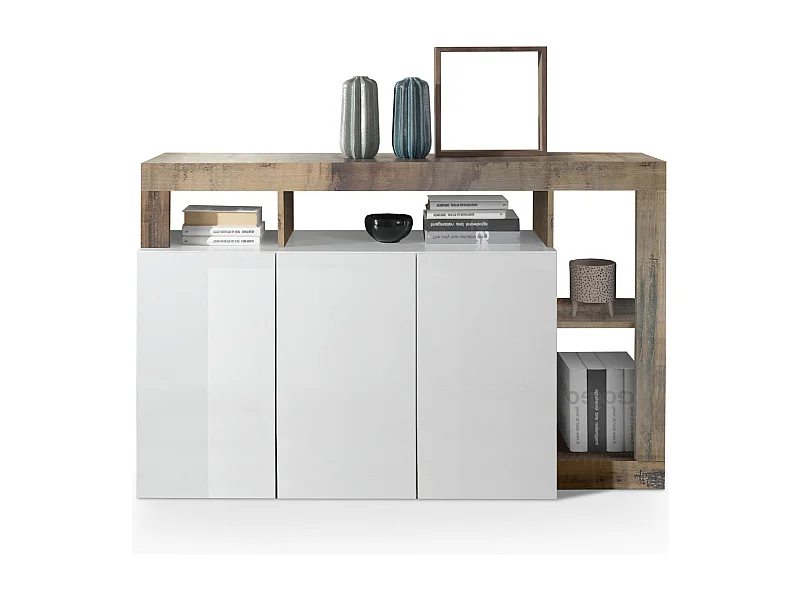 Sideboard AMOS Weiß/Birnenholz