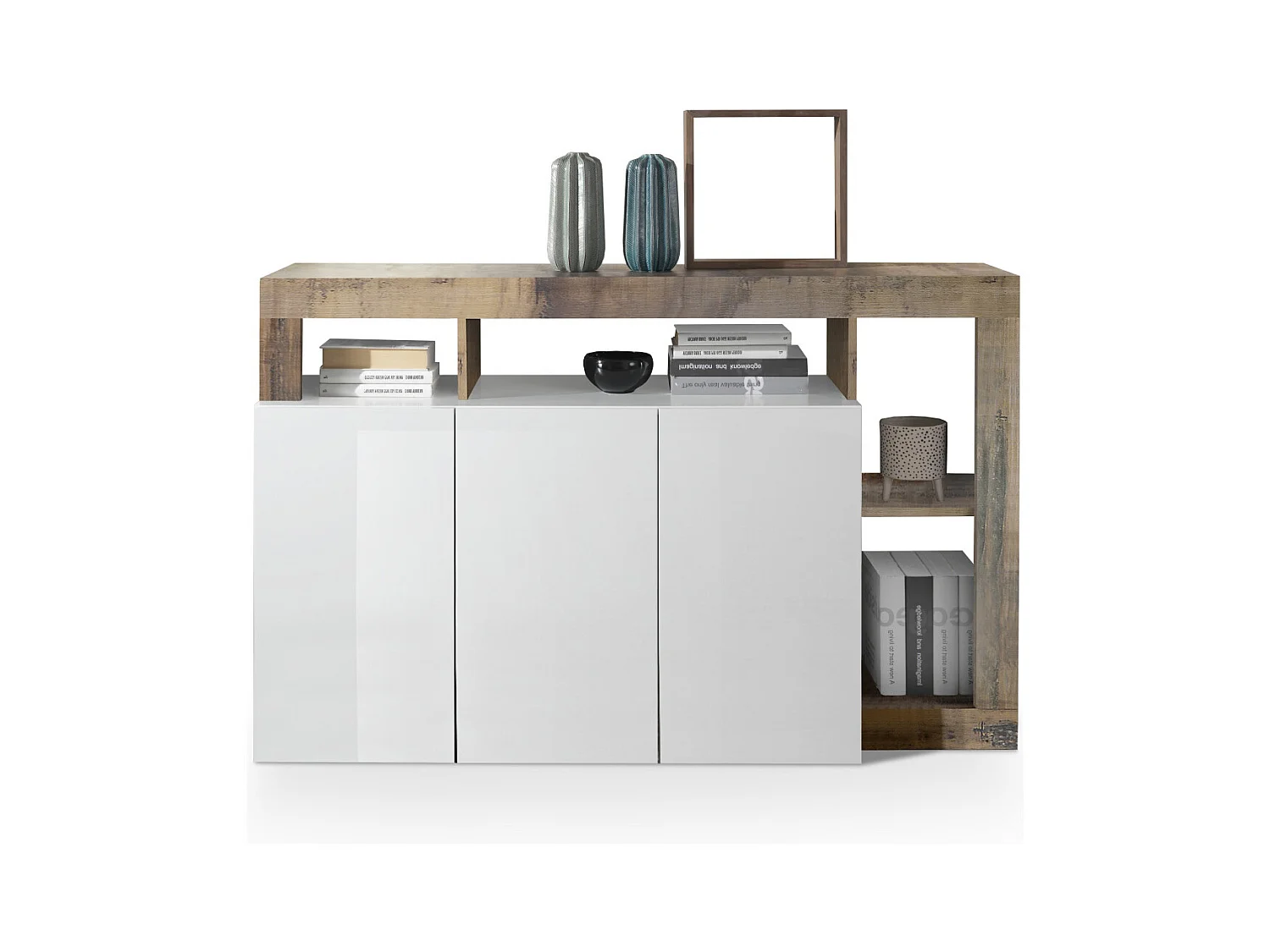Sideboard AMOS Weiß/Birnenholz