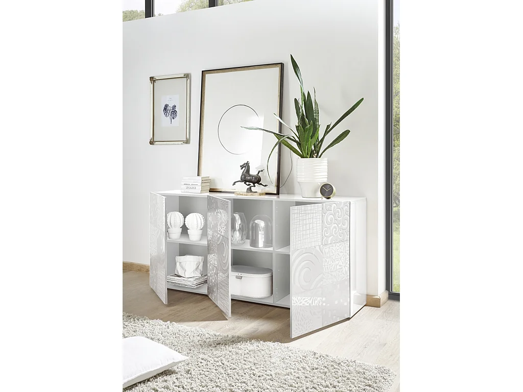 Sideboard DENIS glänzend weiß