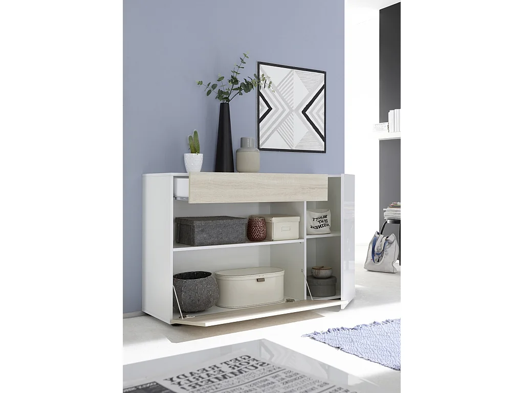 Buffet OXFORD blanc/chêne