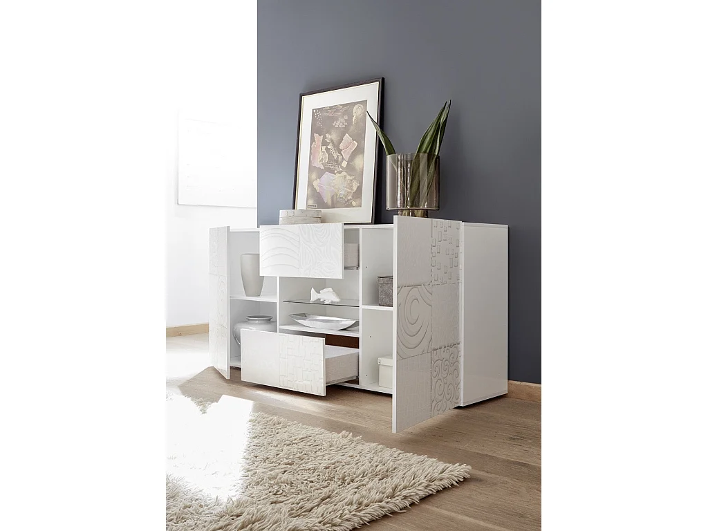 Sideboard DENIS glänzend weiß